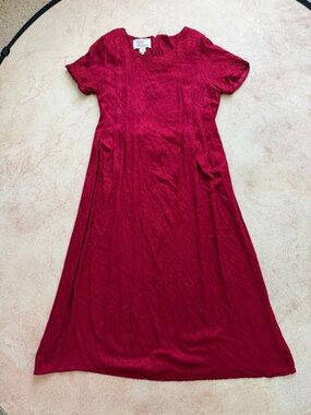 Sarah Elizabeth Ruby Red Maxi Dress with Short Sleeves